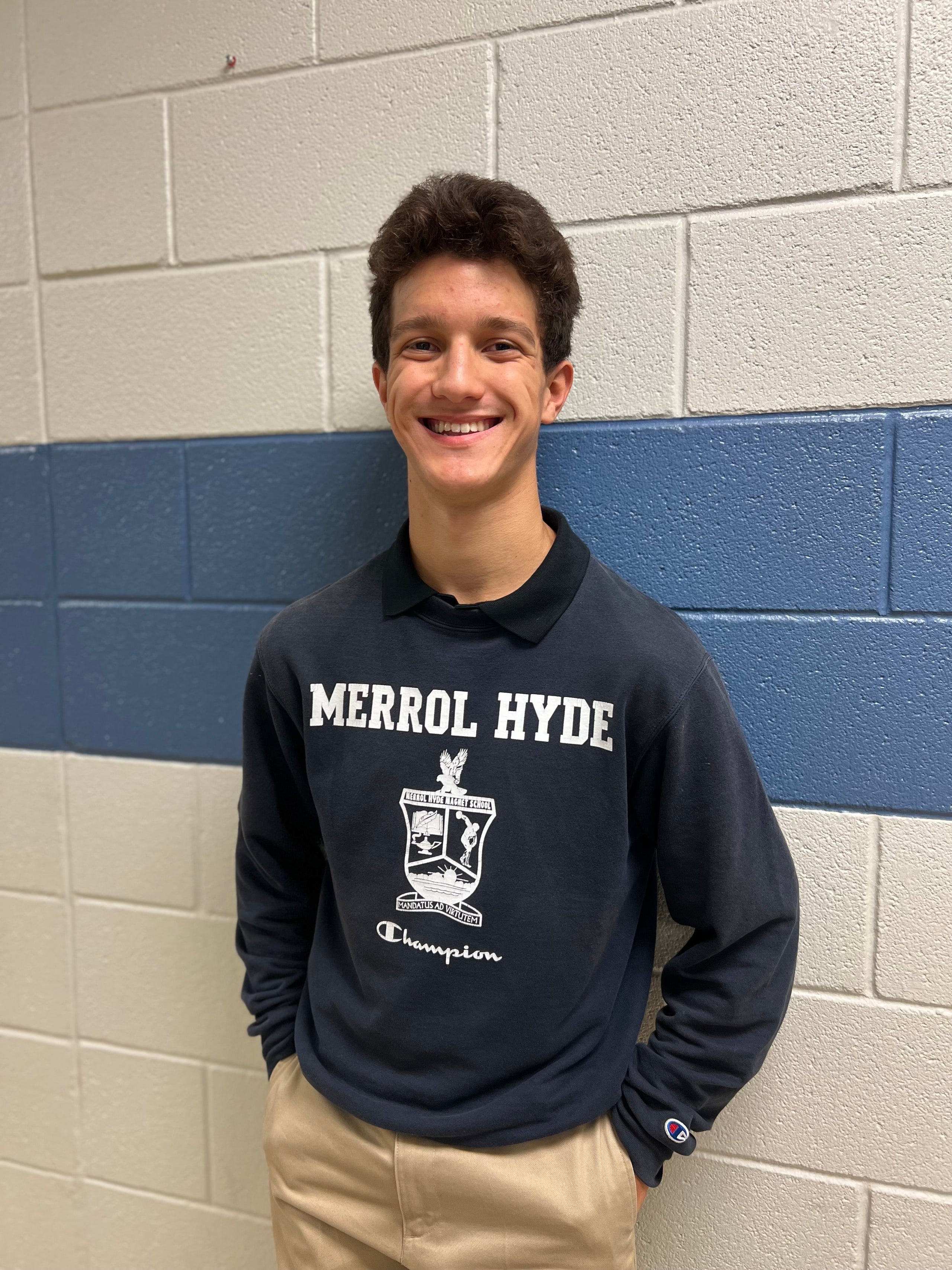 Navy Crested Sweatshirt Champion MHMS HAWK SHOP